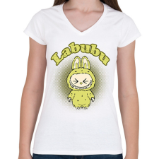 PRINTFASHION labubu - Női V-nyakú póló - Fehér női póló