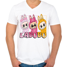 PRINTFASHION labubu-seeklogo - Férfi V-nyakú póló - Fehér férfi póló