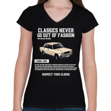 PRINTFASHION Lada 2105 - Női V-nyakú póló - Fekete