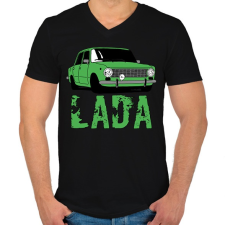 PRINTFASHION lada - Férfi V-nyakú póló - Fekete férfi póló
