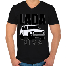 PRINTFASHION Lada niva - Férfi V-nyakú póló - Fekete