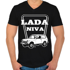 PRINTFASHION lada niva - Férfi V-nyakú póló - Fekete