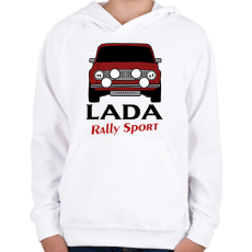 PRINTFASHION Lada rally - Gyerek kapucnis pulóver - Fehér