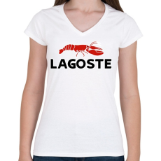 PRINTFASHION Lagoste - Női V-nyakú póló - Fehér