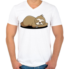 PRINTFASHION Lajhár alszik - Férfi V-nyakú póló - Fehér férfi póló