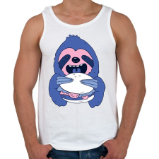 PRINTFASHION Lajhár burgerrel - Férfi atléta - Fehér atléta, trikó