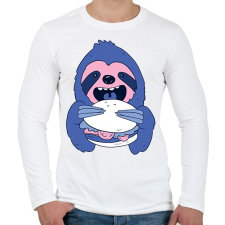 PRINTFASHION Lajhár burgerrel - Férfi hosszú ujjú póló - Fehér férfi póló