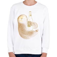 PRINTFASHION Lajhár és sör - Gyerek pulóver - Fehér gyerek pulóver, kardigán
