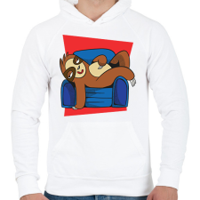 PRINTFASHION Lajhár - Férfi kapucnis pulóver - Fehér férfi pulóver, kardigán