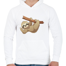 PRINTFASHION lajhár - Férfi kapucnis pulóver - Fehér