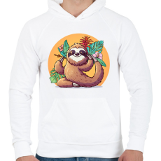 PRINTFASHION Lajhár jóga - Férfi kapucnis pulóver - Fehér