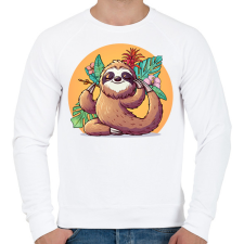 PRINTFASHION Lajhár jóga - Férfi pulóver - Fehér férfi pulóver, kardigán