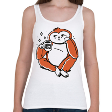 PRINTFASHION Lajhár kávéval - Női atléta - Fehér