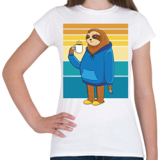 PRINTFASHION Lajhár kávéval - Női póló - Fehér