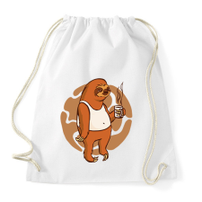 PRINTFASHION Lajhár kávéval - Sportzsák, Tornazsák - Fehér tornazsák