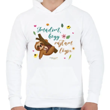 PRINTFASHION Lajhár lógás - anya - Férfi kapucnis pulóver - Fehér férfi pulóver, kardigán