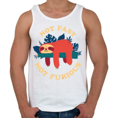 PRINTFASHION Lajhár Not fast Not furious - Férfi atléta - Fehér