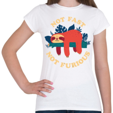 PRINTFASHION Lajhár Not fast Not furious - Női póló - Fehér