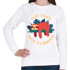 PRINTFASHION Lajhár Not fast Not furious - Női pulóver - Fehér női pulóver, kardigán