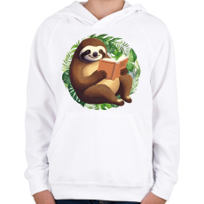 PRINTFASHION Lajhár olvas - Gyerek kapucnis pulóver - Fehér