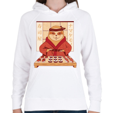 PRINTFASHION Lajhár sushival - Női kapucnis pulóver - Fehér női pulóver, kardigán