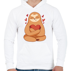 PRINTFASHION Lajhár szívvel - Férfi kapucnis pulóver - Fehér