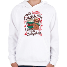 PRINTFASHION Lajhár Túl cuki voltam a rosszak listájához - Gyerek kapucnis pulóver - Fehér