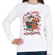 PRINTFASHION Lajhár Túl cuki voltam a rosszak listájához - Női pulóver - Fehér