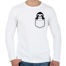 PRINTFASHION Lajhár zsebben - Férfi hosszú ujjú póló - Fehér férfi póló