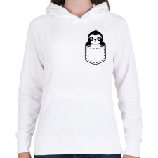 PRINTFASHION Lajhár zsebben - Női kapucnis pulóver - Fehér női pulóver, kardigán