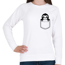 PRINTFASHION Lajhár zsebben - Női pulóver - Fehér női pulóver, kardigán