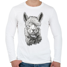 PRINTFASHION Láma fej - Férfi hosszú ujjú póló - Fehér