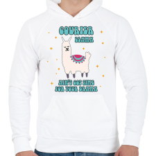 PRINTFASHION Láma futár - Férfi kapucnis pulóver - Fehér férfi pulóver, kardigán