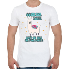 PRINTFASHION Láma futár - Férfi póló - Fehér