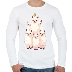 PRINTFASHION Láma karácsonyfa - Férfi hosszú ujjú póló - Fehér