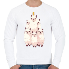 PRINTFASHION Láma karácsonyfa - Férfi pulóver - Fehér