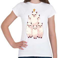 PRINTFASHION Láma karácsonyfa - Női póló - Fehér