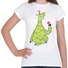 PRINTFASHION Láma karácsonyfa - Női póló - Fehér