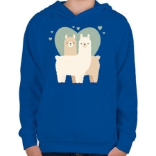 PRINTFASHION Láma Love - Gyerek kapucnis pulóver - Királykék gyerek pulóver, kardigán
