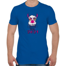 PRINTFASHION Láma - no problama. 2021 - Férfi póló - Királykék