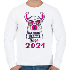 PRINTFASHION Láma - no problama. 2021 - Férfi pulóver - Fehér