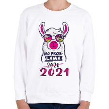 PRINTFASHION Láma - no problama. 2021 - Gyerek pulóver - Fehér gyerek pulóver, kardigán