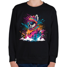 PRINTFASHION Láma sapkában - Gyerek pulóver - Fekete