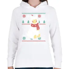 PRINTFASHION Lámás csúnya pulcsi - Női kapucnis pulóver - Fehér női pulóver, kardigán