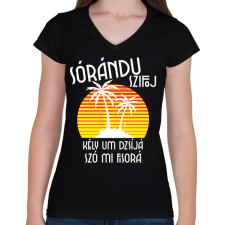 PRINTFASHION LAMBADA - Női V-nyakú póló - Fekete női póló