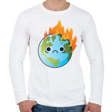 PRINTFASHION Lángoló Föld - Férfi hosszú ujjú póló - Fehér