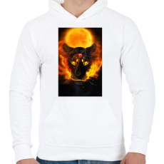 PRINTFASHION Lángoló oroszlán - Férfi kapucnis pulóver - Fehér
