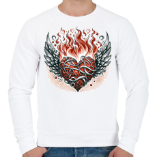 PRINTFASHION Lángoló Szív - Férfi pulóver - Fehér