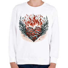 PRINTFASHION Lángoló Szív - Gyerek pulóver - Fehér gyerek pulóver, kardigán