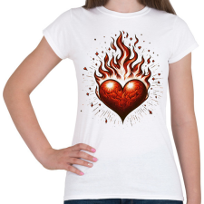 PRINTFASHION Lángoló Szív  - Női póló - Fehér női póló
